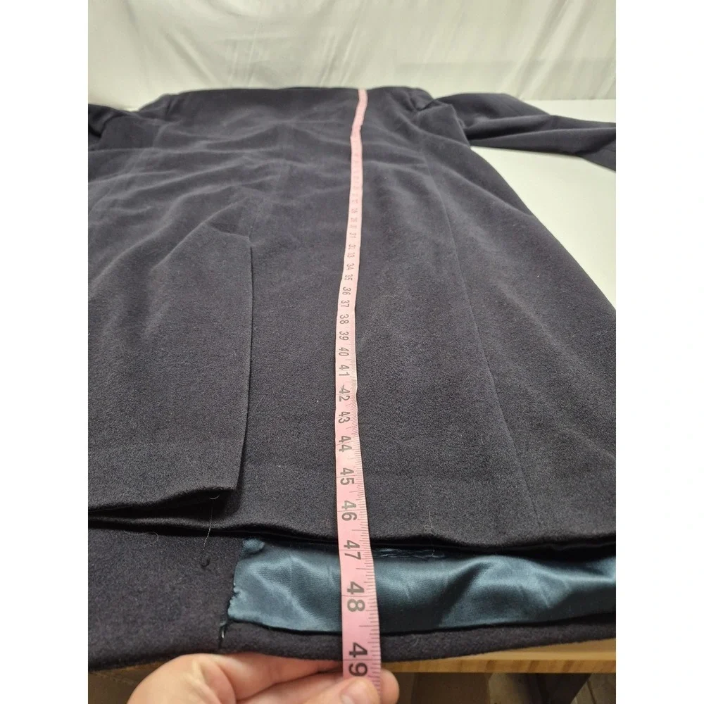 Saks Fifth Avenue Loro Piana Coat Mens 46R Blue Wool Long Overcoat Made USA